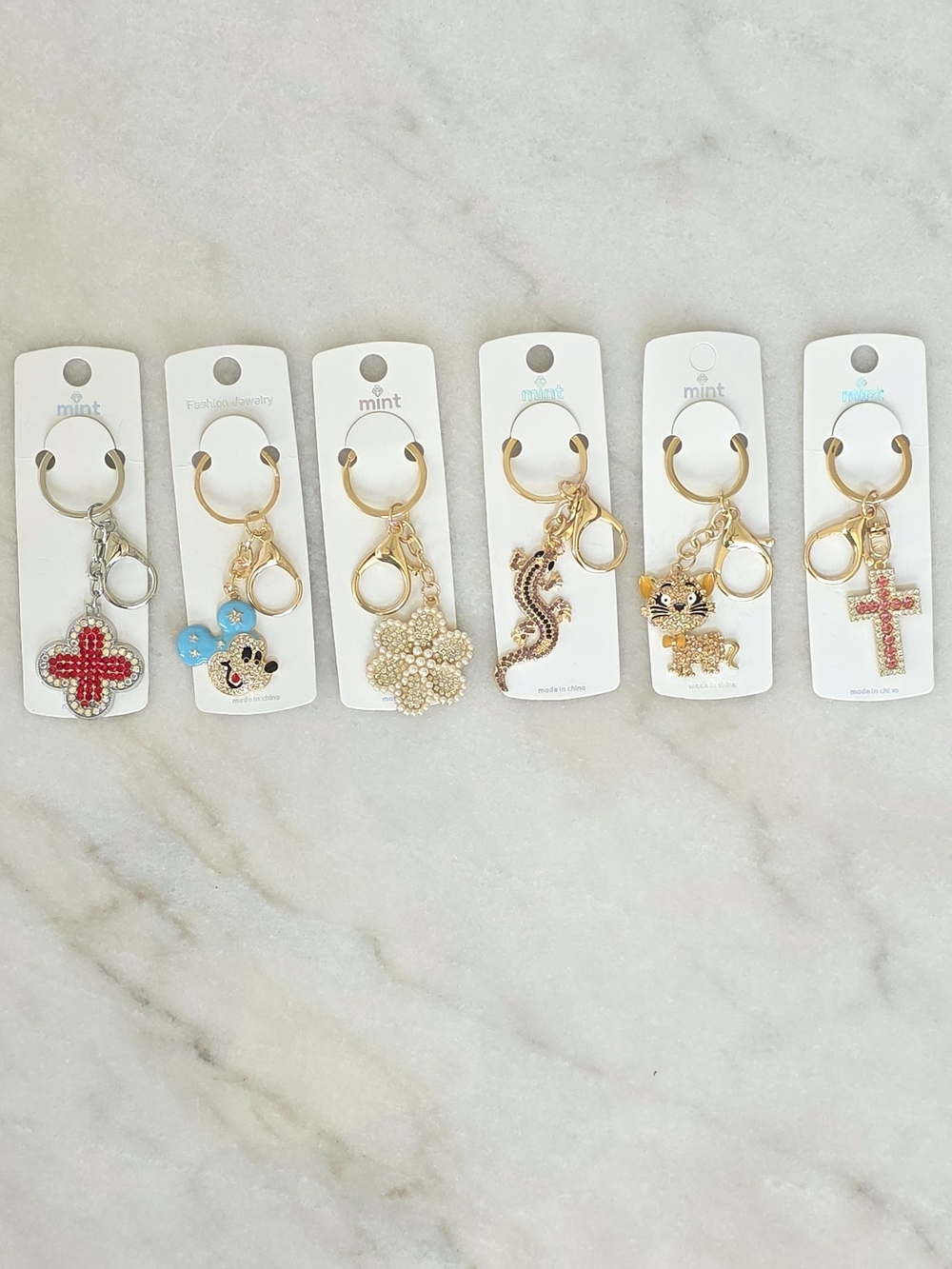 Mint Rhinestone Bag Charm Keychain, Choose Your Style, NWT